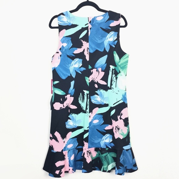 NWT VINCE CAMUTO Floral Scuba Ruffle Sheath Dress - Picture 4 of 6